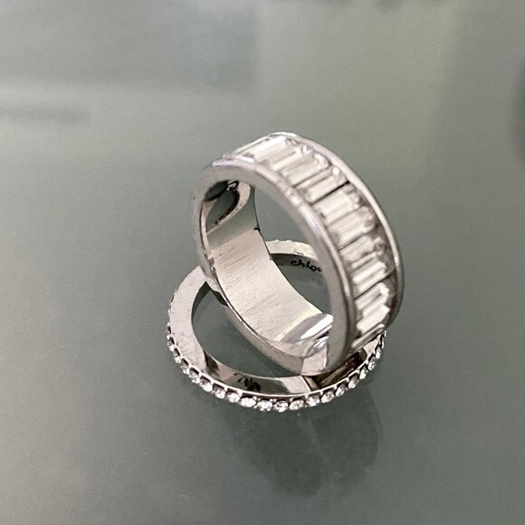 Baguette + Stone Stackable Duo Rings - NEW - Picture 3 of 3